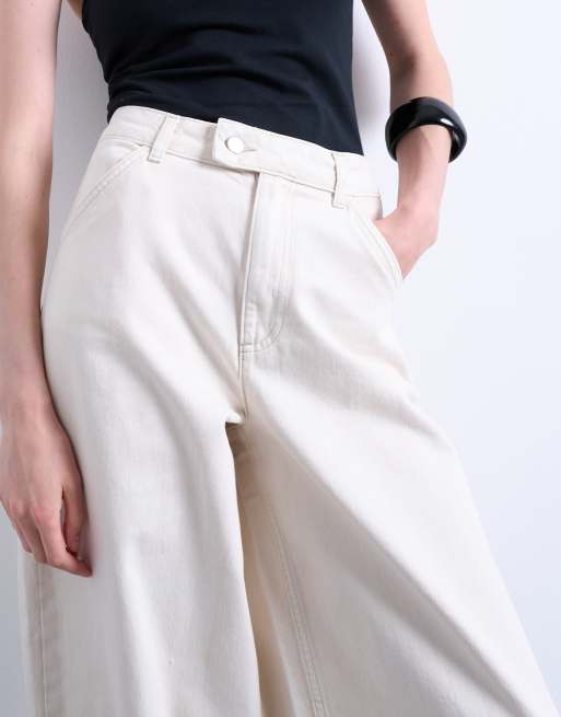 Pantalones de vestir color crudo de pernera barrel de Topshop, 2 de 7