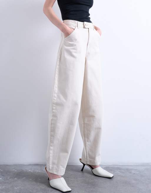 Pantalones de vestir color crudo de pernera barrel de Topshop, 5 de 7