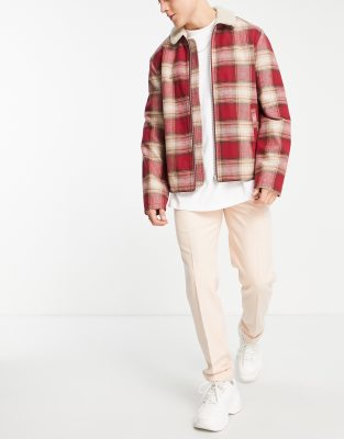 Pantalones de vestir color melocotón suave de tiro alto y corte slim de ASOS DESIGN