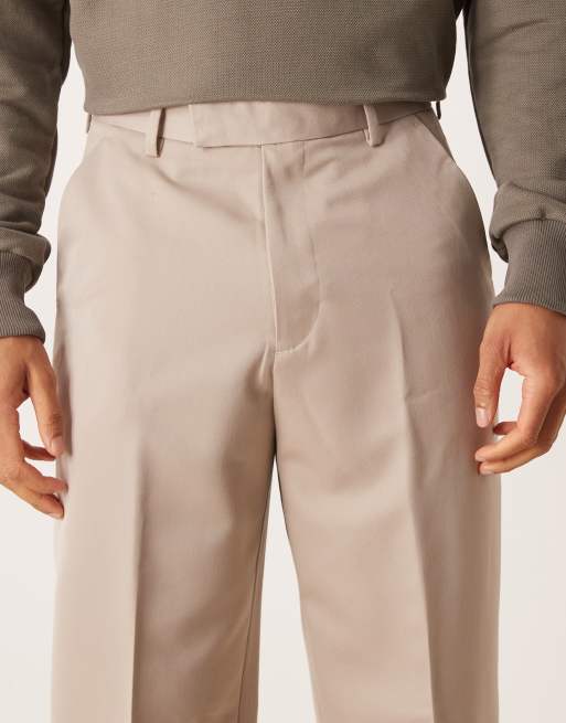 Pantalones de vestir color piedra de corte ancho de ASOS DESIGN, 4 de 5