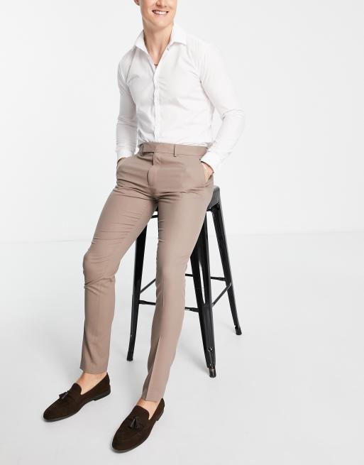 Pantalones de vestir color piedra de corte pitillo de ASOS DESIGN