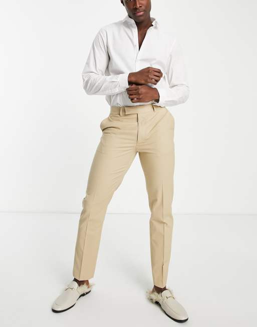 Pantalones de vestir color piedra de corte slim de ASOS DESIGN