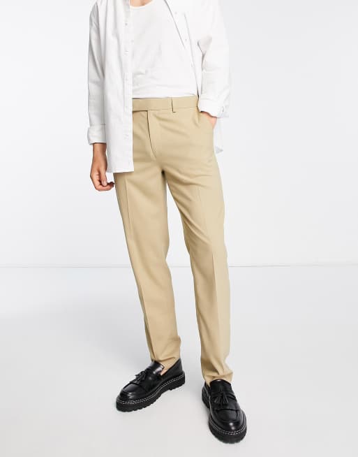 Pantalones de vestir color piedra de corte slim de ASOS DESIGN