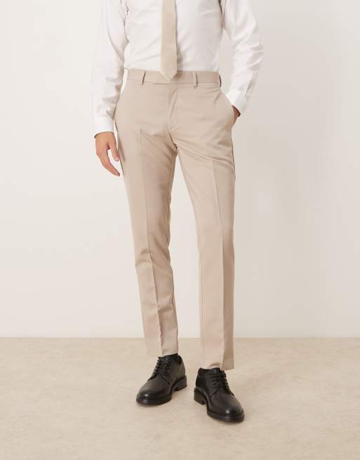 Pantalones de vestir color piedra de corte slim de ASOS DESIGN