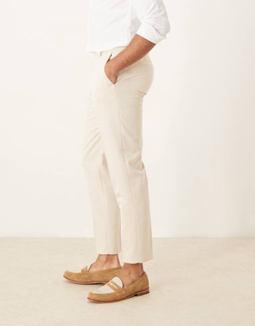 Pantalones de vestir color piedra de corte tapered de ASOS DESIGN