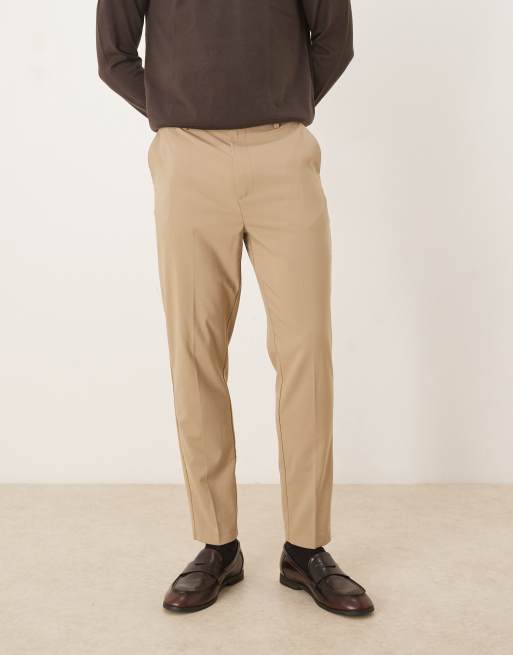 Pantalones de vestir color piedra de corte tapered de ASOS DESIGN