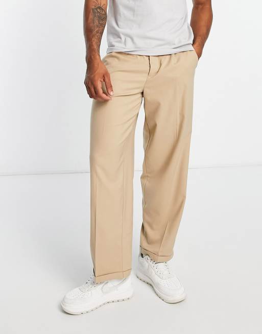 Pantalones de vestir color piedra de corte tapered de New Look