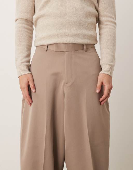 Pantalones de vestir color piedra oscuro de corte tapered extremo de ASOS DESIGN, 4 de 5