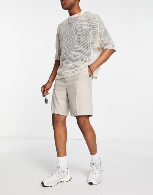 Pantalones de vestir cortos color piedra holgados de New Look