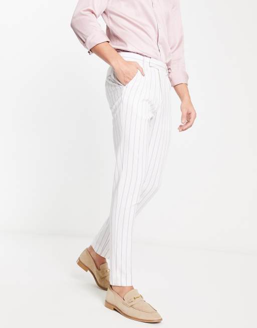 Pantalones de vestir de corte pitillo con raya diplomática lila de estilo preppy de ASOS DESIGN