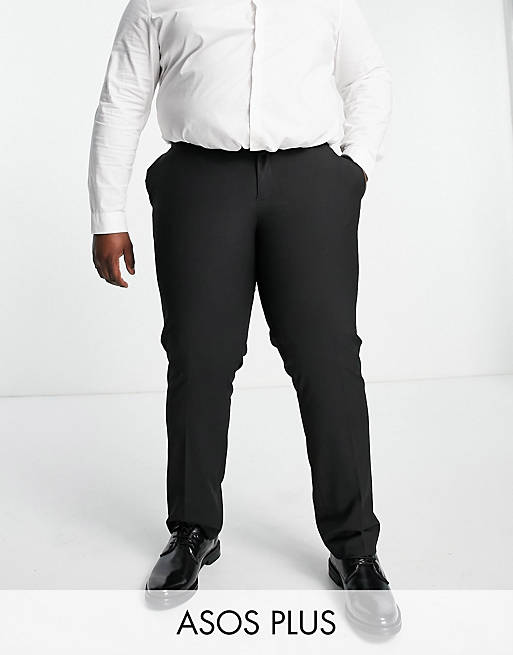 Pantalones de vestir de corte slim en negro de ASOS DESIGN Plus