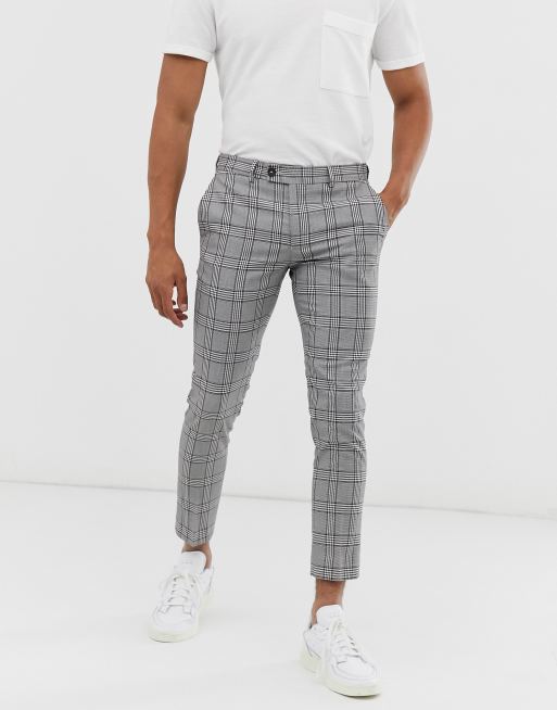 Pantalon gris de online cuadros