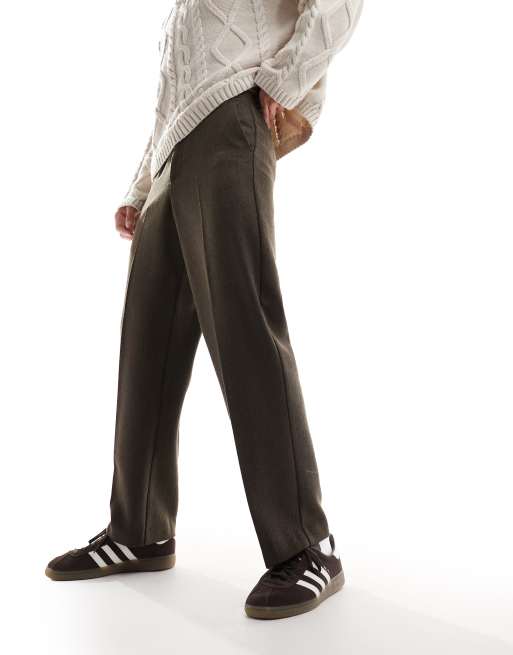 Pantalones de vestir de pernera ancha de mezcla de lana de ASOS DESIGN