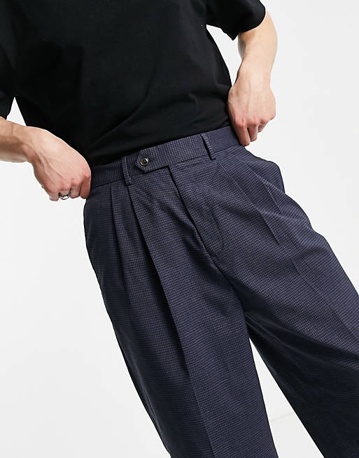 Pantalones de vestir de talle alto y corte recto con doble pinza y acabado  microtexturizado de ASOS DESIGN | ASOS