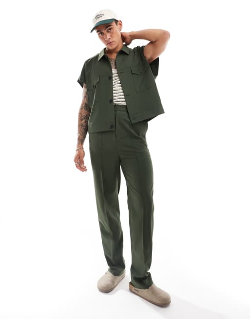 Pantalones de vestir de talle alto y corte recto de ASOS DESIGN (parte de un conjunto)