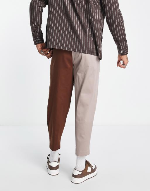 Pantalones de vestir en tonos marrones de corte muy abombado con diseño dividido de algodón de ASOS DESIGN, 2 de 4