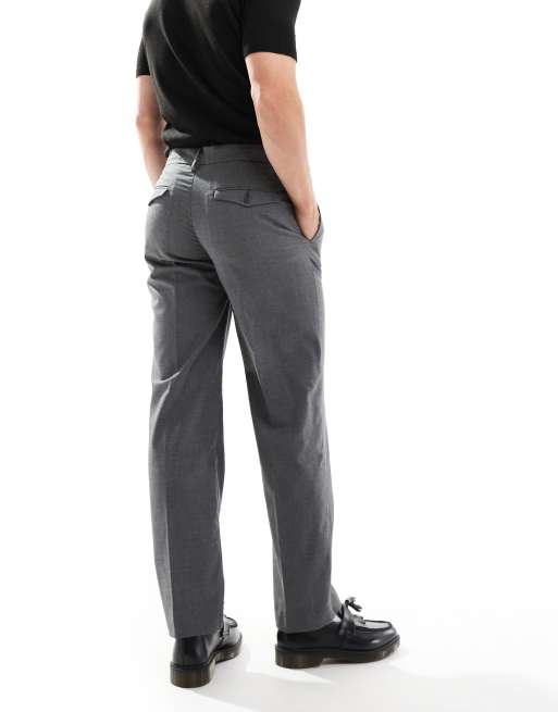 Pantalones de vestir gris carbón de corte suelto con raya diplomática Karl de Jack & Jones, 5 de 5