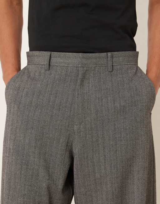 Pantalones de vestir gris carbón de pernera barrel con patrón de espiga de ASOS DESIGN (parte de un conjunto), 4 de 5
