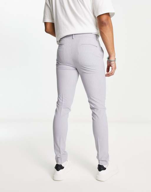 Pantalones de vestir gris claro de corte pitillo con raya diplomática de ASOS DESIGN, 2 de 4