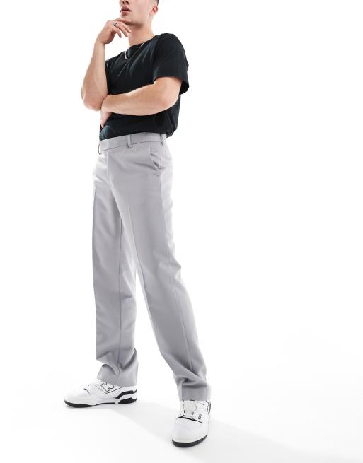 Pantalones de vestir gris claro de pernera recta de ASOS DESIGN
