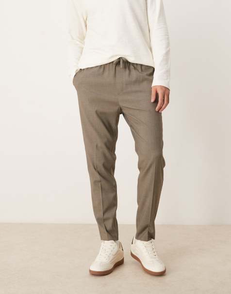 Pantalones de vestir gris melange de corte tapered sin cierres de ASOS DESIGN - view 1