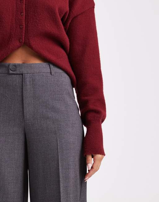 Pantalones de vestir gris oscuro melange de corte recto con raya delantera de Vero Moda, 3 de 5