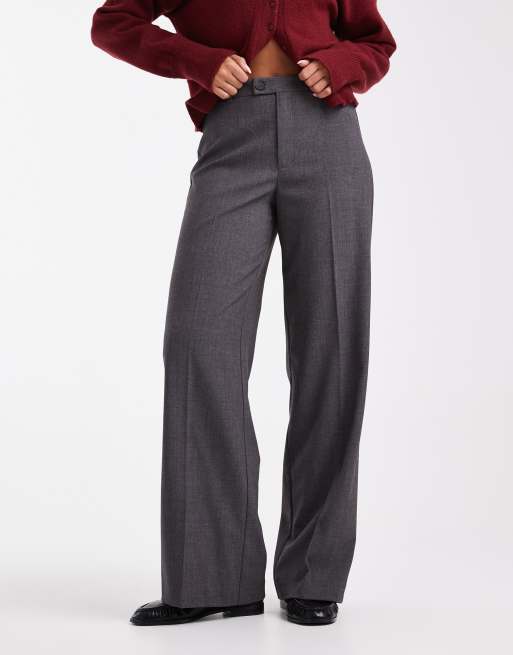 Pantalones de vestir gris oscuro melange de corte recto con raya delantera de Vero Moda, 4 de 5