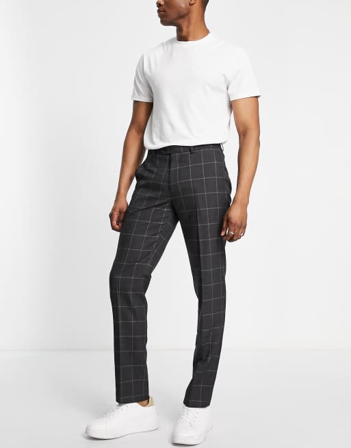 Pantalones de vestir grises a cuadros de Gianni Feraud