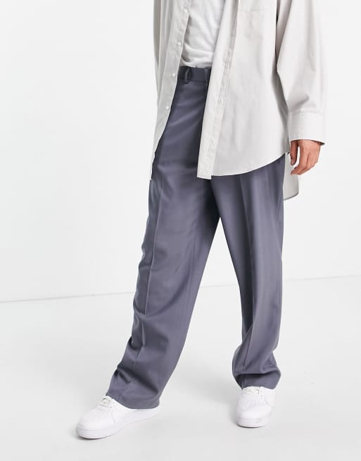 Pantalones de vestir grises con diseño de espiga de pernera ancha de ASOS DESIGN, 4 de 4