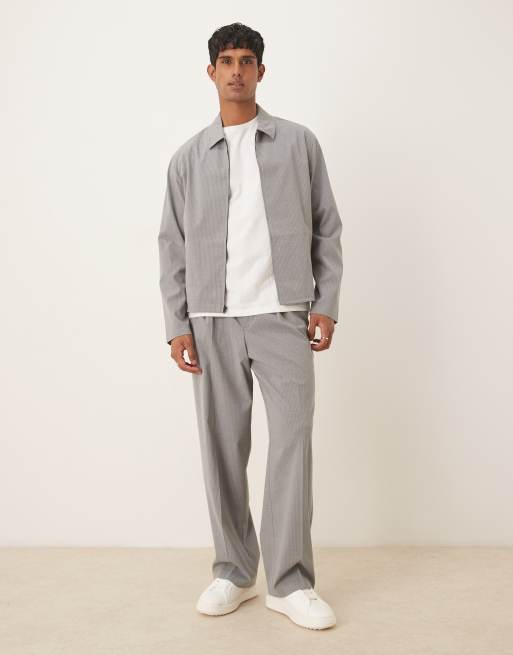 Pantalones de vestir grises de corte ancho con raya diplomática y cinturilla elástica de ASOS DESIGN (parte de un conjunto), 2 de 5