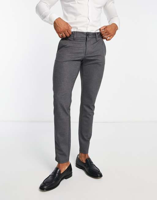 Pantalones de traje negros elásticos de corte slim de tejido texturizado de  Topman