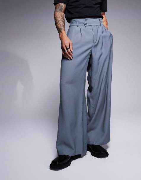Pantalones de vestir grises de corte suelto con cinturilla ancha de ASOS DESIGN - view 1