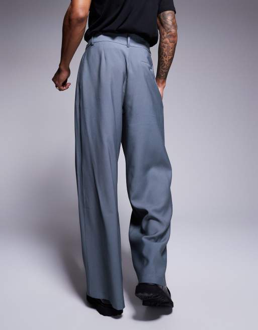 Pantalones de vestir grises de corte suelto con cinturilla ancha de ASOS DESIGN, 3 de 5