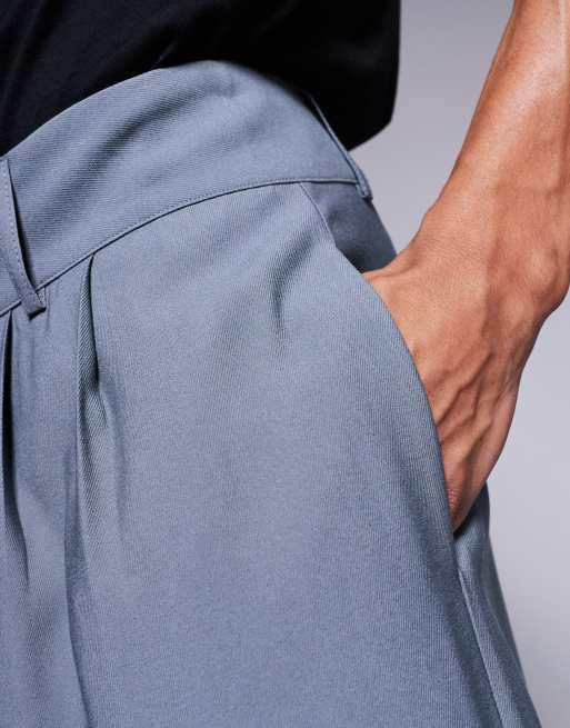 Pantalones de vestir grises de corte suelto con cinturilla ancha de ASOS DESIGN, 4 de 5