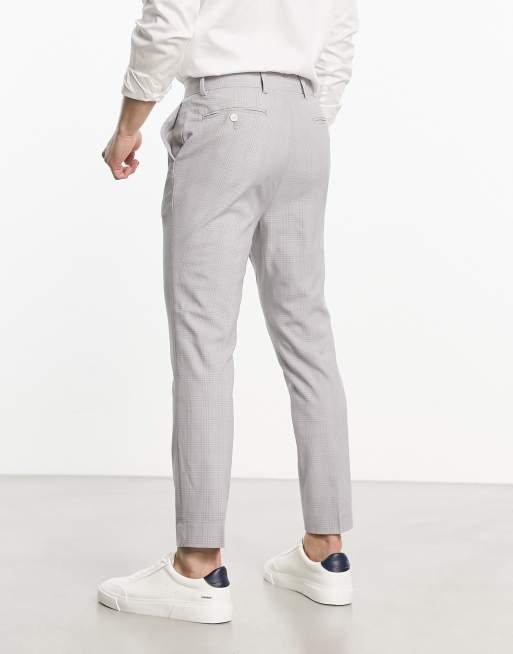 Pantalón gris oxford estilo plano liso marca Business casual clasico