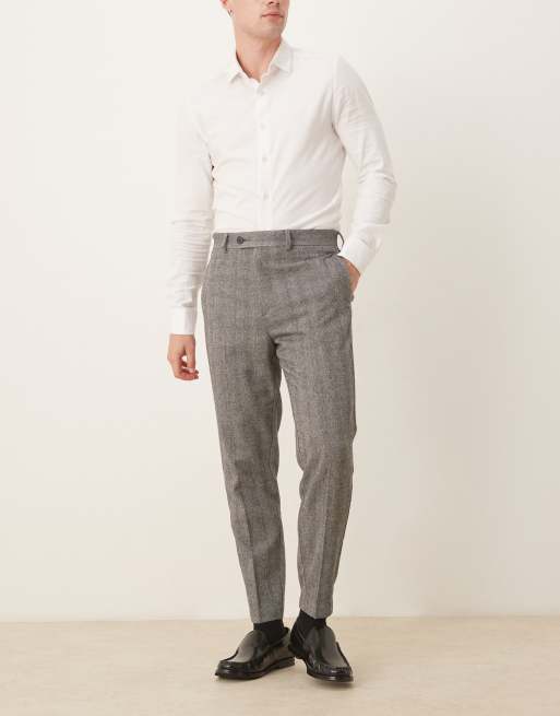 Pantalones de vestir grises de corte tapered con diseño de espiga de ASOS DESIGN, 2 de 5