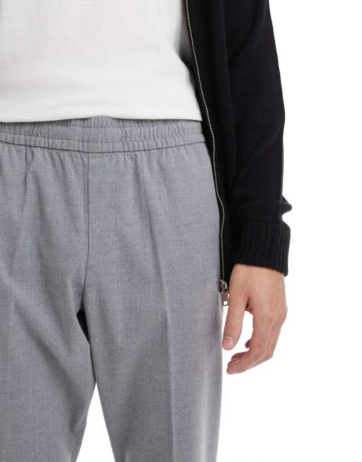 Pantalones de vestir grises de corte tapered suelto con cordón ajustable de Jack & Jones, 4 de 5