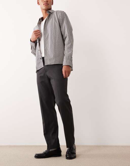 Pantalones de vestir grises de pernera recta con detalles laterales regulables de tejido microtexturizado de ASOS DESIGN, 2 de 5