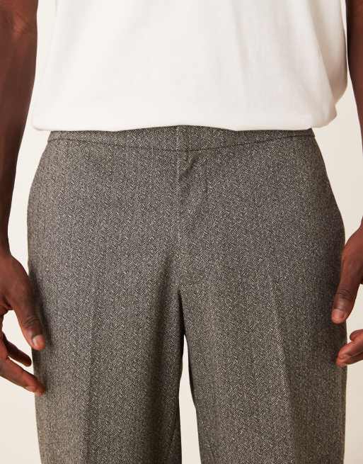 Pantalones de vestir grises de pernera recta con patrón de espiga de ASOS DESIGN (parte de un conjunto), 4 de 5