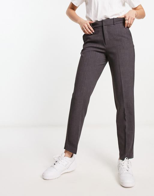 Las mujeres de moda pantalones gris oscuro colocar recta larga