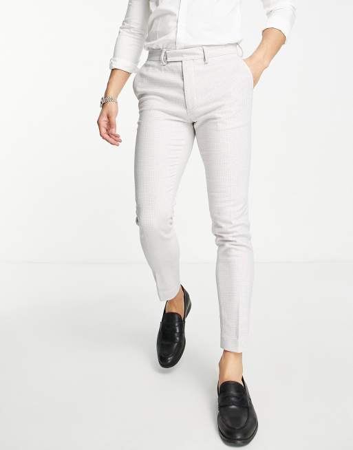 Pantalones de vestir lilas de corte superpitillo a cuadros de pata de gallo de mezcla de lana de ASOS DESIGN Wedding