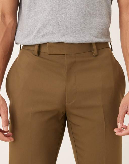 Pantalones de vestir marrón oliva de corte slim de sarga de ASOS DESIGN, 5 de 5