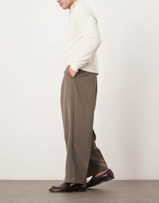 Pantalones de vestir marrón visón de corte globo con pinzas delanteras de ASOS DESIGN, 3 de 5