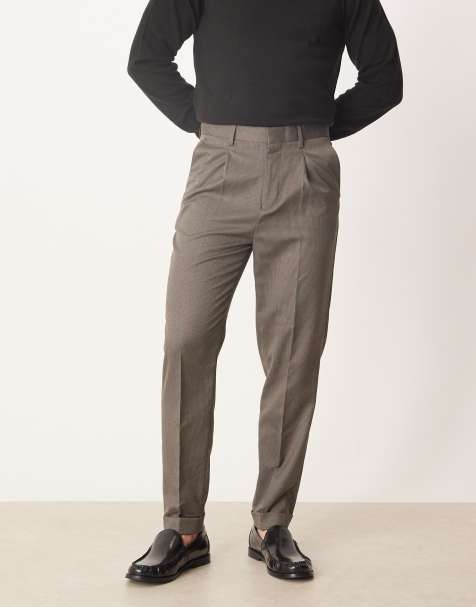 Pantalones de vestir marrones de corte tapered de tejido microtexturizado de ASOS DESIGN - view 1