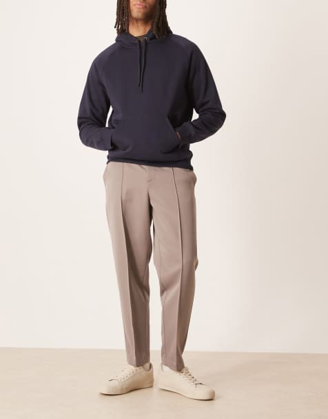 Pantalones de vestir marrones de corte tapered holgado con jaretas de ASOS DESIGN - view 1