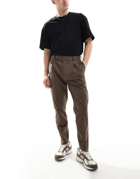 Pantalones de vestir marrones de corte tapered premium de ASOS DESIGN - view 1