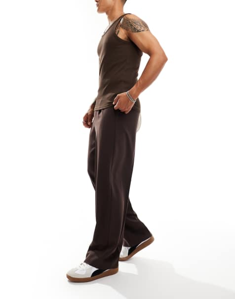 Pantalones de vestir marrones de pernera ancha con pinzas delanteras de ASOS DESIGN - view 1