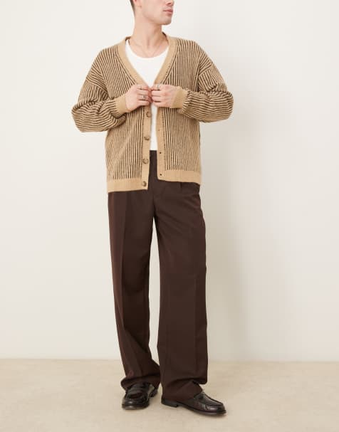 Pantalones de vestir marrones de pernera ancha con pinzas dobles de ASOS DESIGN - view 1