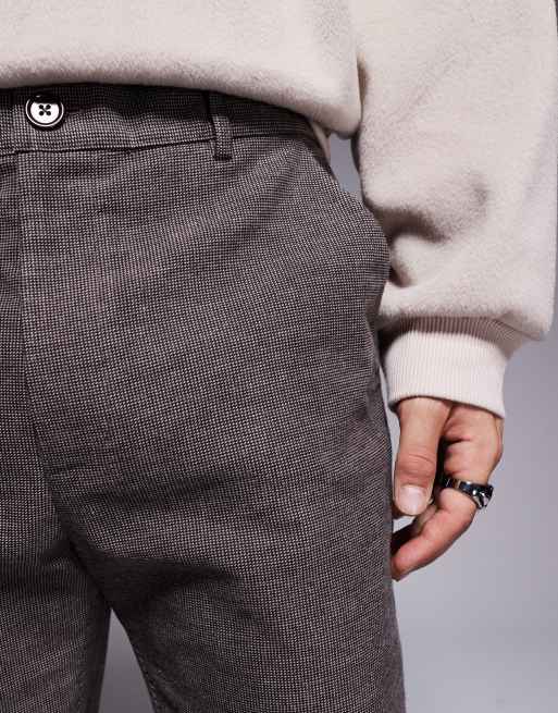 Pantalones de vestir marrones de pernera recta con estampado de pata de gallo de ASOS DESIGN (parte de un conjunto), 3 de 5