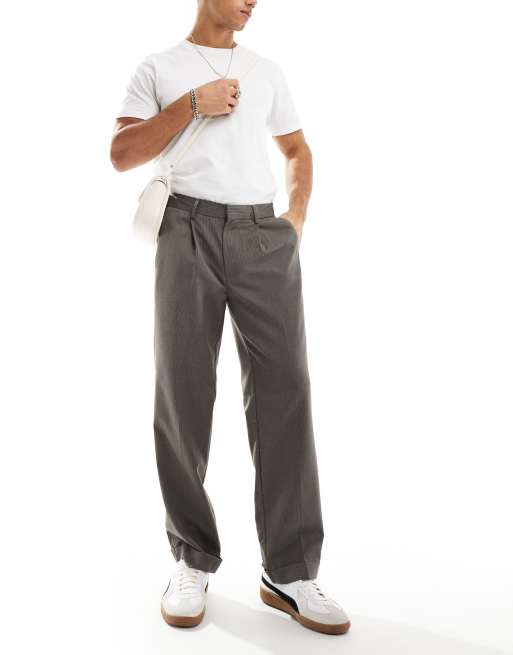 Pantalones de vestir marrones de pernera recta de tejido microtexturizado de ASOS DESIGN